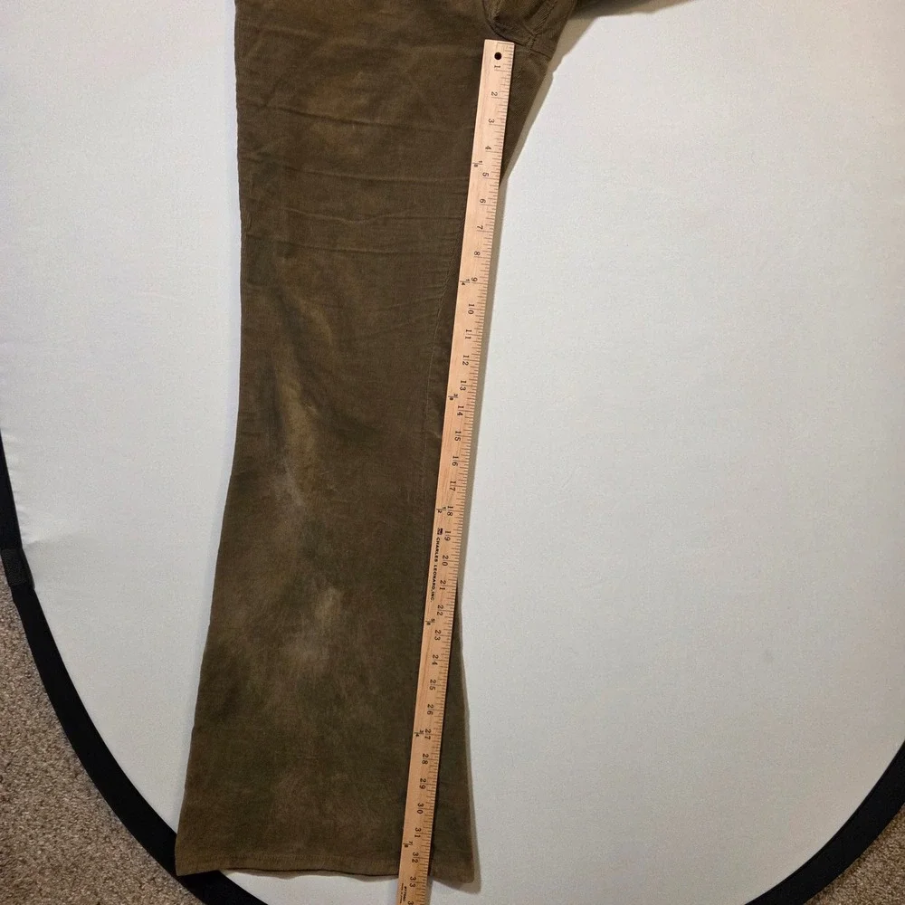 Free People We The Free Jayde Cord Flare Pants Fir Green Size 30 High Rise Boho